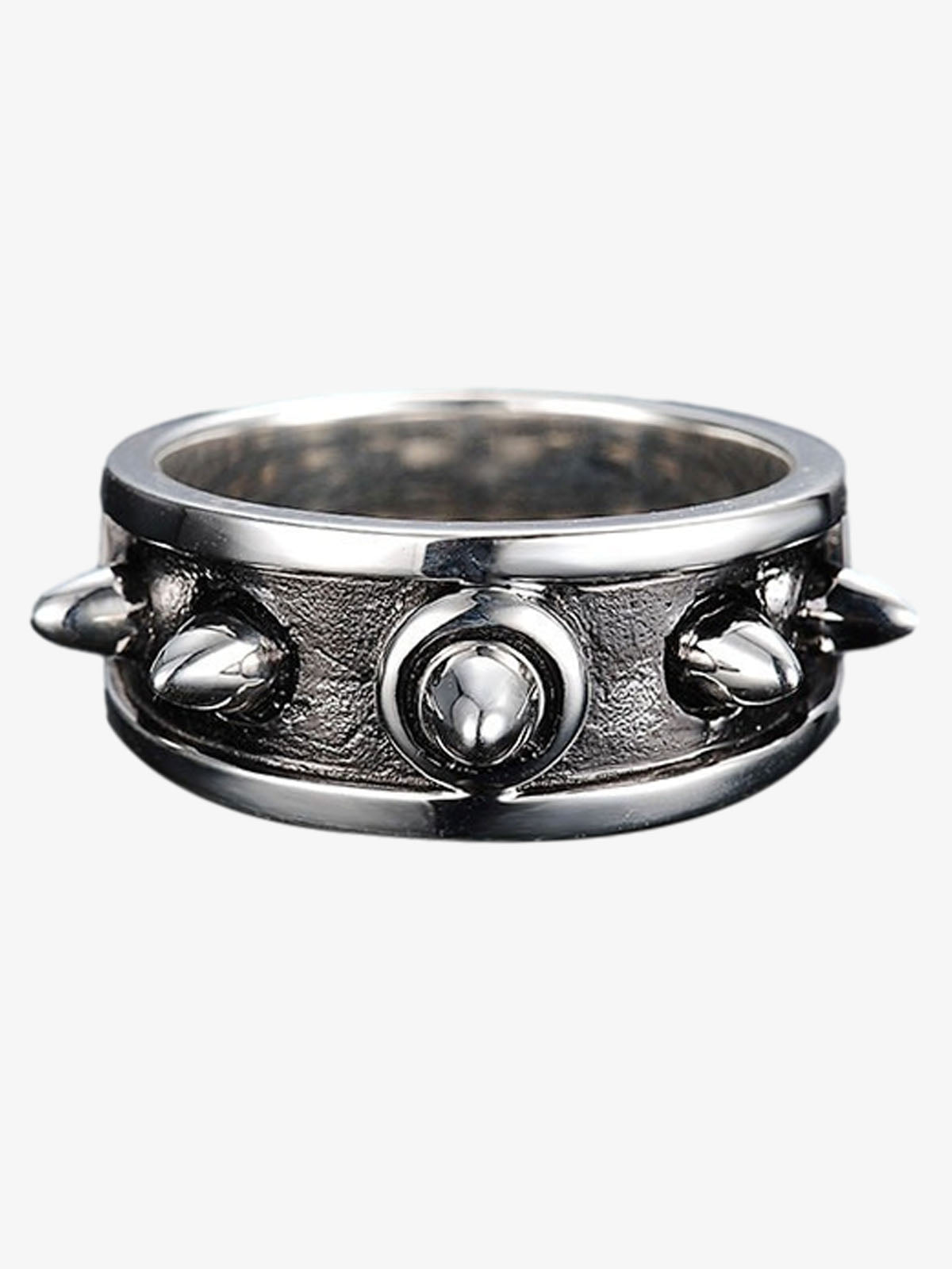 Stainless Steel Punk Spike Ring for Men and Women - Edgy Fashion Statement Jewelry with Bold Cone Studs 