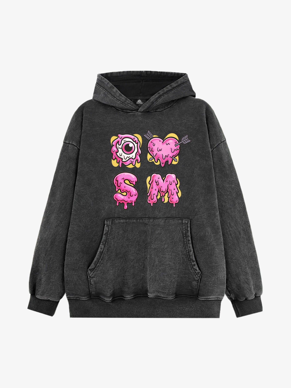 Dripping Heart & Eye Graphic Hoodie for Trendy Looks 