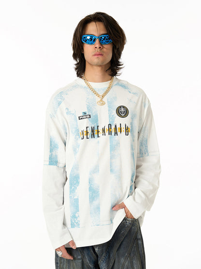 Stylish Long Sleeve Graphic Tee with Camouflage Pants Set for Men 