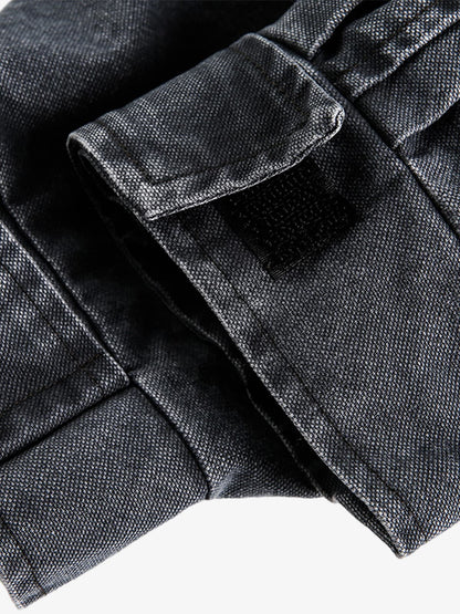 Vintage Washed Distressed Deconstructed High Collar Jacket 