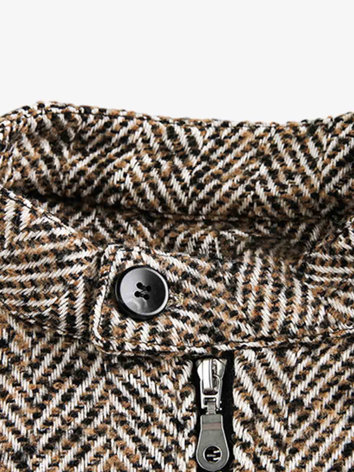 Vintage Herringbone Zip Up Jacket