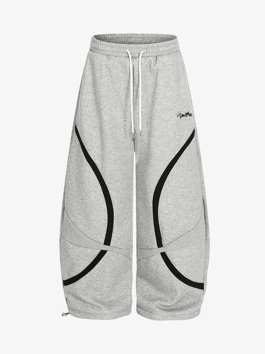 Retro Contrast Panel Drawstring Sweatpants