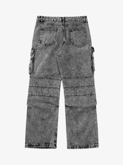Thesupermade American Street Style Washed Distressed Work Jeans - 2354