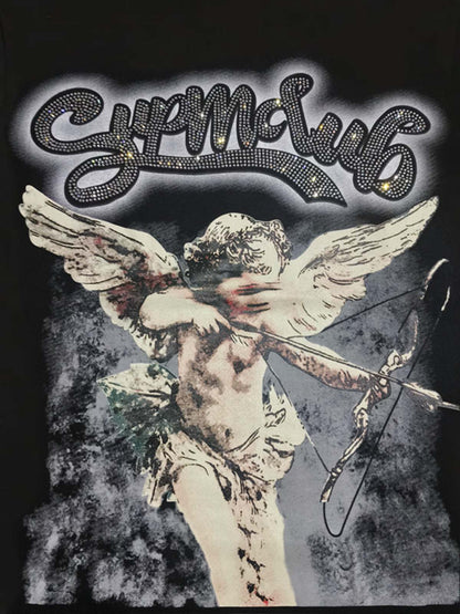 Retro Cupid Rhinestone Graphic T-Shirt
