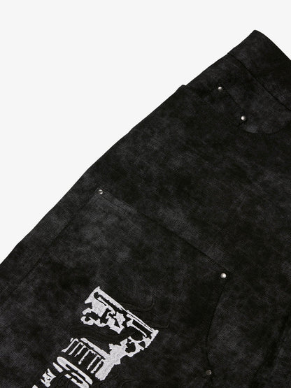 SUPERMADE Roman Column Pattern Embroidered Jeans 