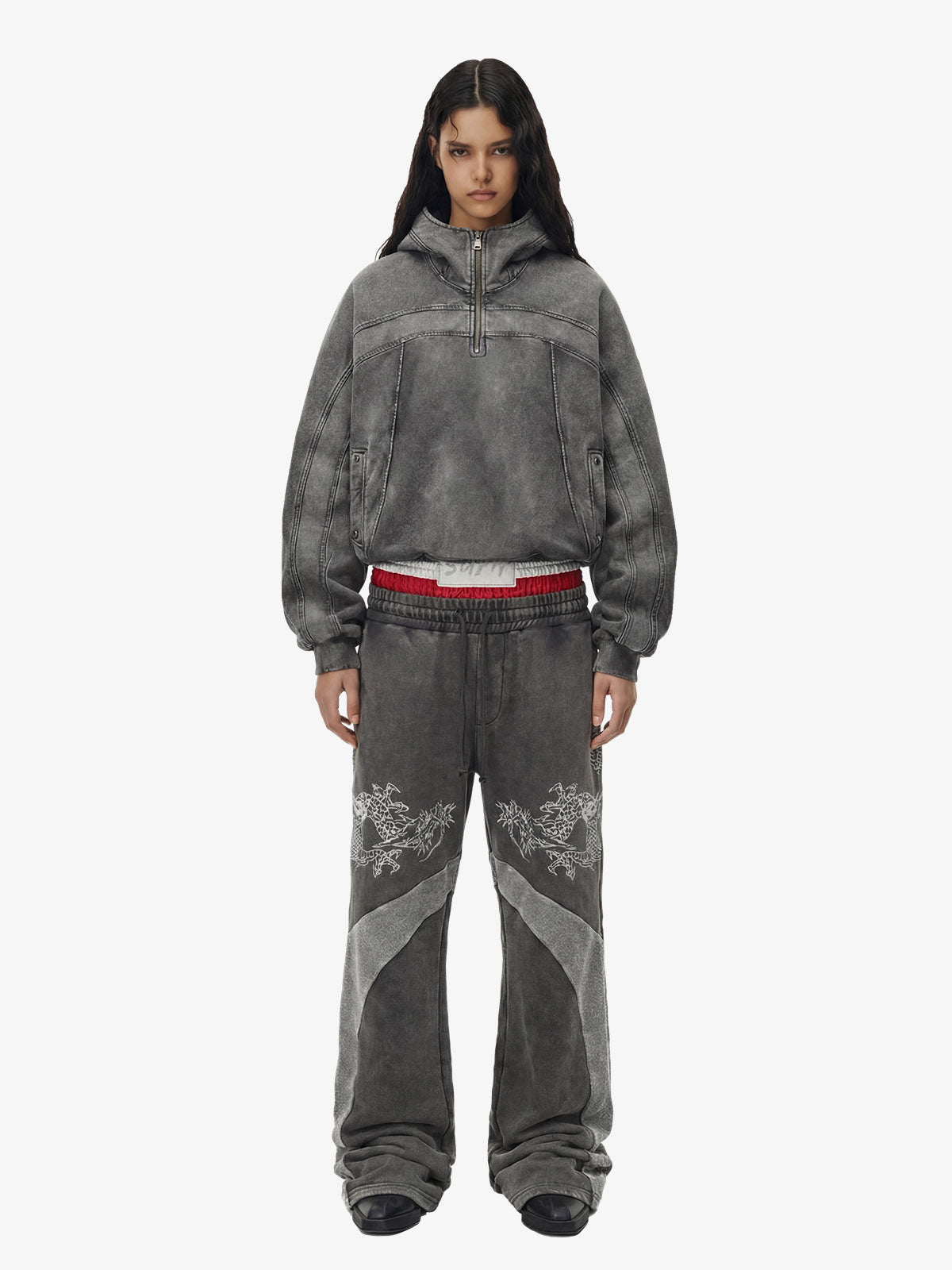 Fleece Retro Zipper Eye-Hood Design Hooded Jacket - 2489