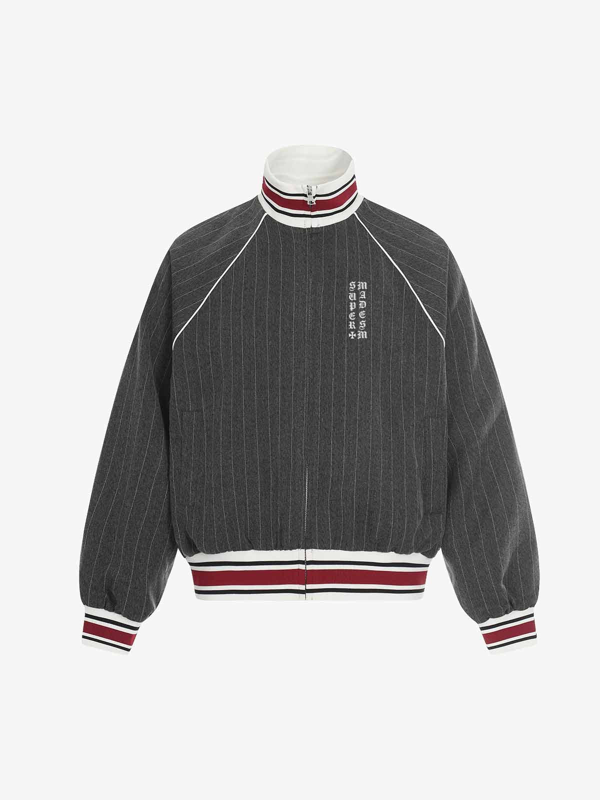 Pinstripe Vertical Embroidery Track Jacket