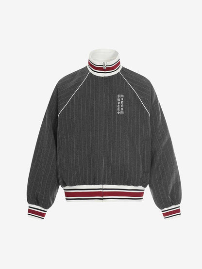 Pinstripe Vertical Embroidery Track Jacket