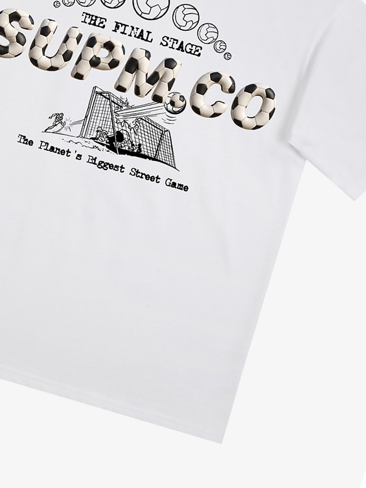 Cotton unisex solid short-sleeved T-shirt with a soccer collage logo and street football element print 