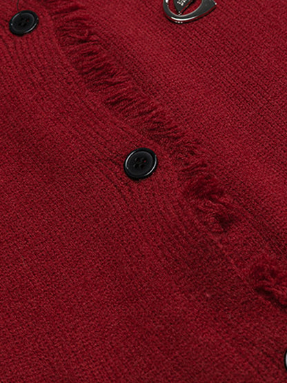 Vintage Frayed Edge Metal Logo Cardigan 