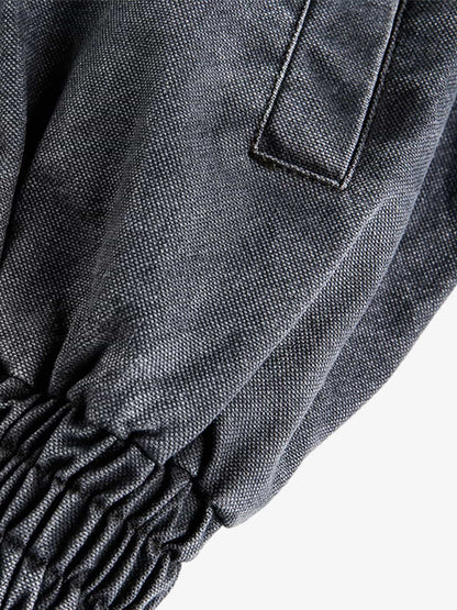 Vintage Washed Distressed Deconstructed High Collar Jacket 