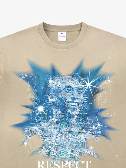 thesupermade-“Nostalgia-themed”dreamy starlight Kobe elements street retro ink Splatter Paint pattern T-shirt 