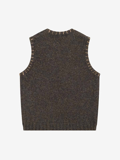 Wool Blend Embroidered Sleeveless Knit Vest with Whimsical Animal Motifs and Artistic Stitching Details?