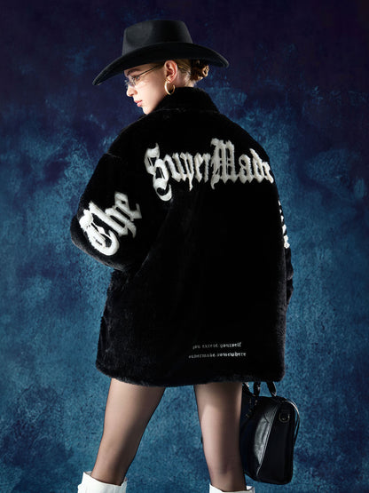 Thesupermade Street Letter Embroidered Fleece Jacket - 1838