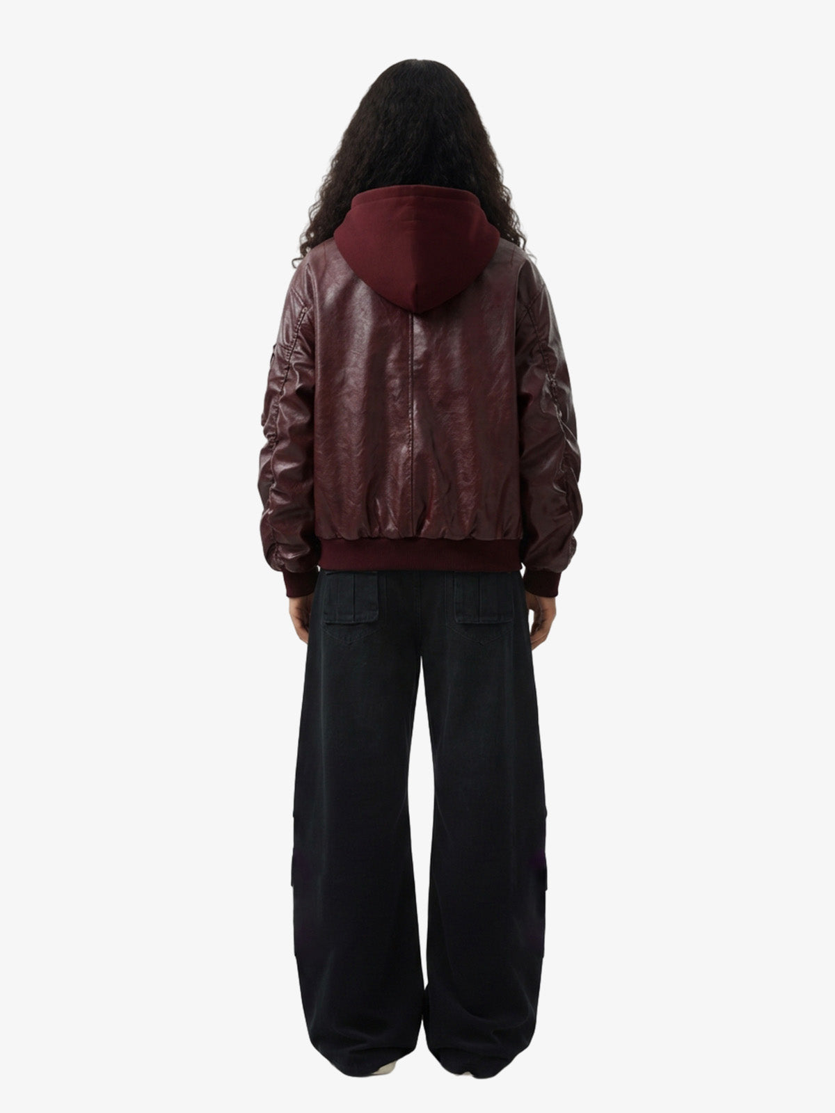 Retro Distressed Washed PU Leather Cotton Jacket