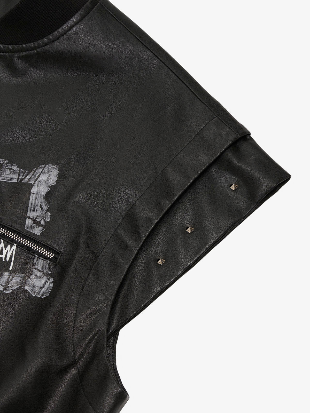 Thorn Destruction Frame Pattern Leather Vest 