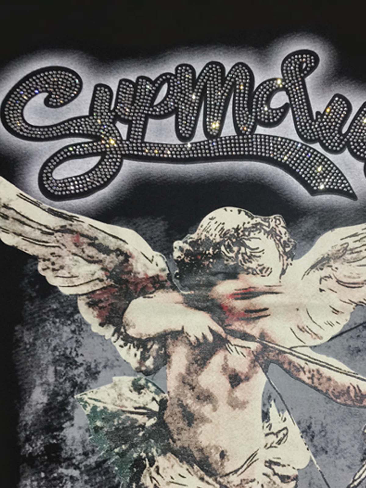 Retro Cupid Rhinestone Graphic T-Shirt