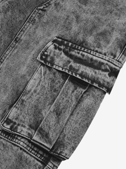 Thesupermade American Street Style Washed Distressed Work Jeans - 2354