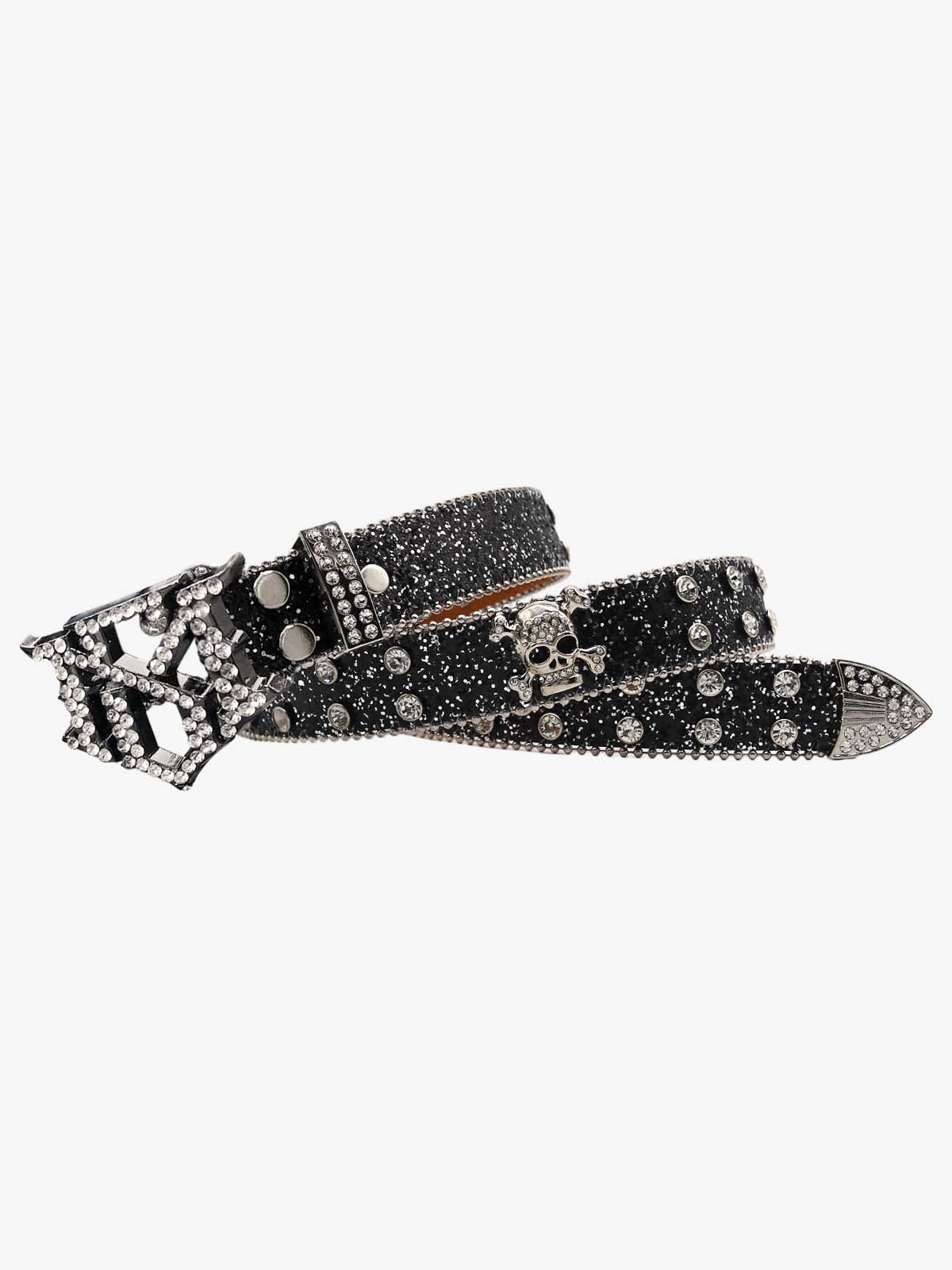 Thesupermade Rhinestone Skull Belt - 1668