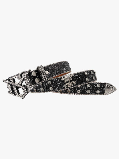 Thesupermade Rhinestone Skull Belt - 1668