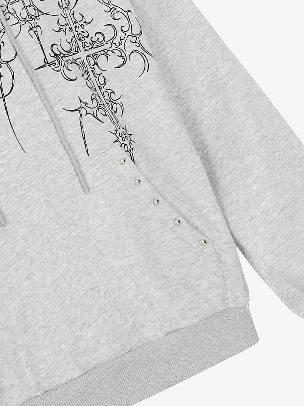 Embroidered Graphic Studded Hoodie and  Wide Leg Sweatpants Set
