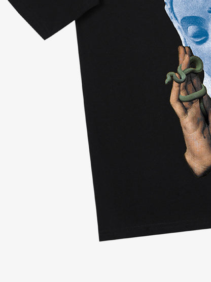Snake and Sword Graphic T-Shirt with Bold Statement Design 