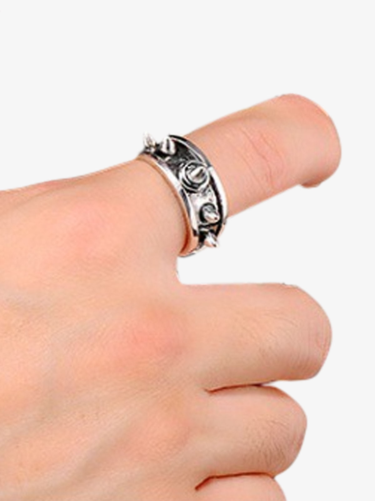 Stainless Steel Punk Spike Ring for Men and Women - Edgy Fashion Statement Jewelry with Bold Cone Studs 
