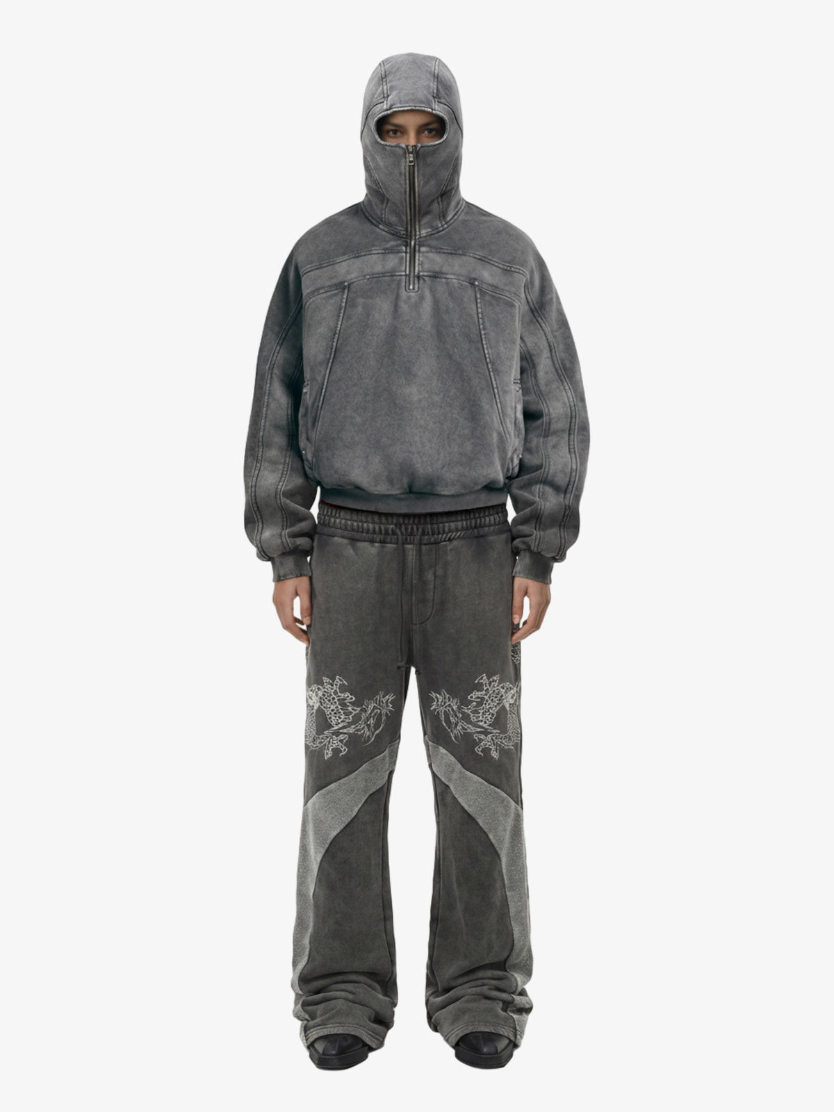 Fleece Retro Zipper Eye-Hood Design Hooded Jacket - 2489