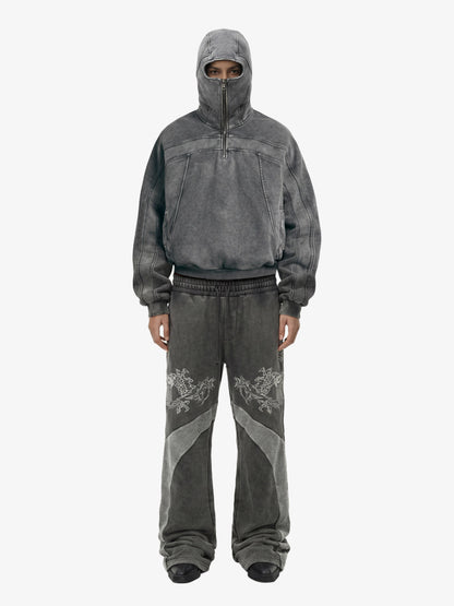 Fleece Retro Zipper Eye-Hood Design Hooded Jacket - 2489