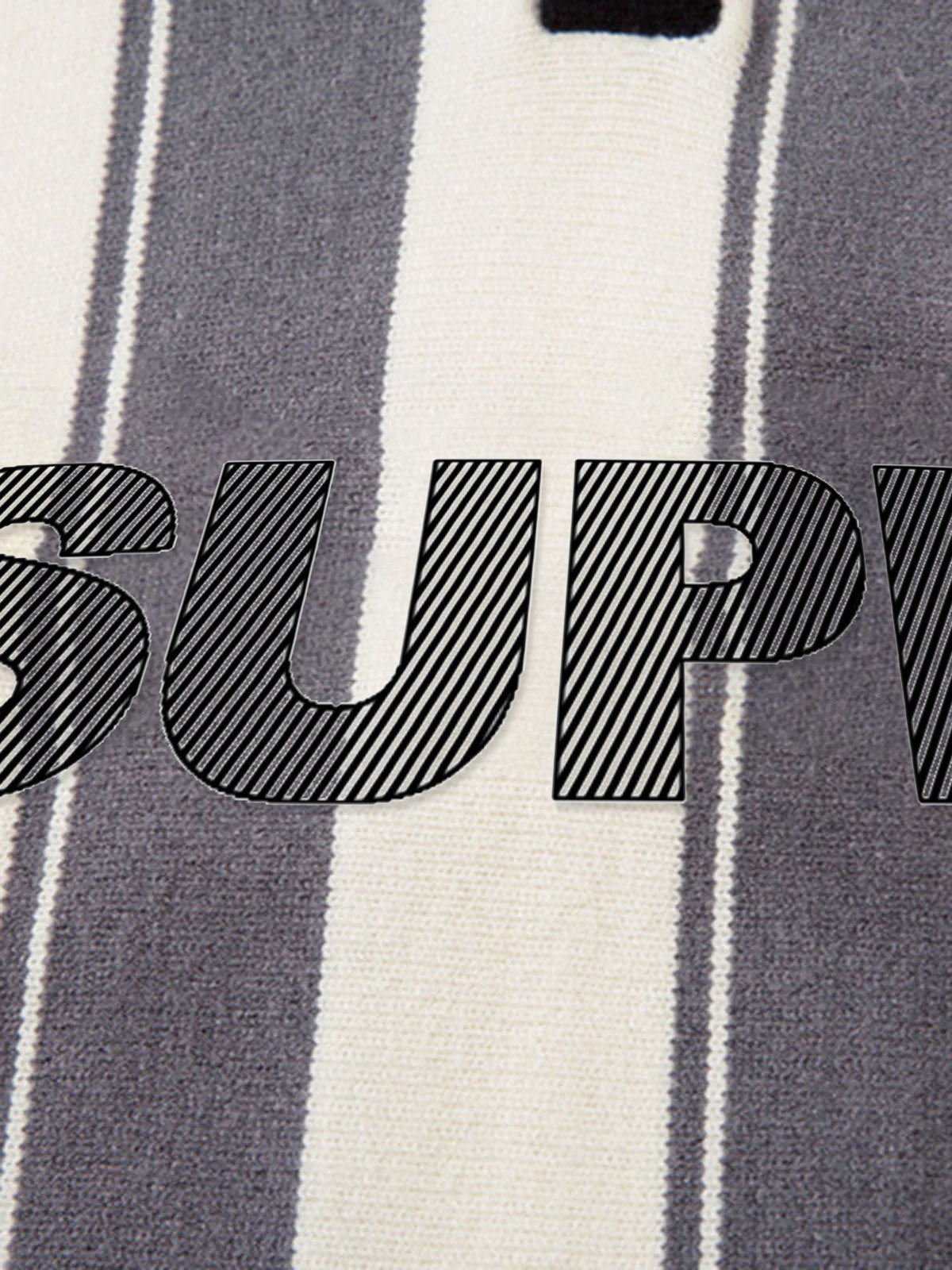 Retro Striped Polo Collar Sports Jersey Knit Sweater