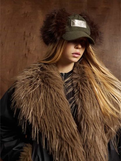 Winter-Ready Corduroy Jacket with Faux Fur Trim for Men 