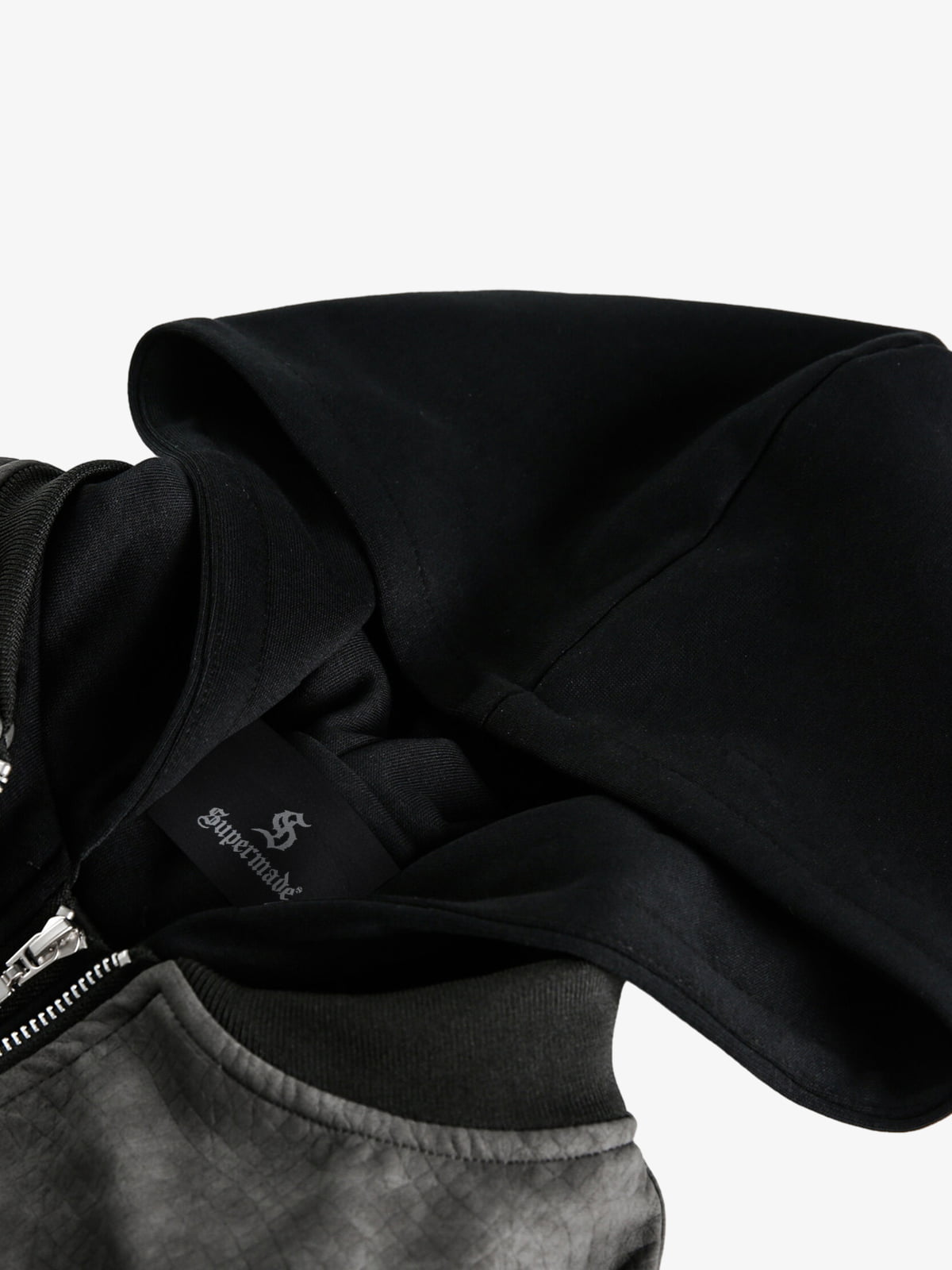 Patchwork Faux Leather Hooded Two-Piece Jacket 