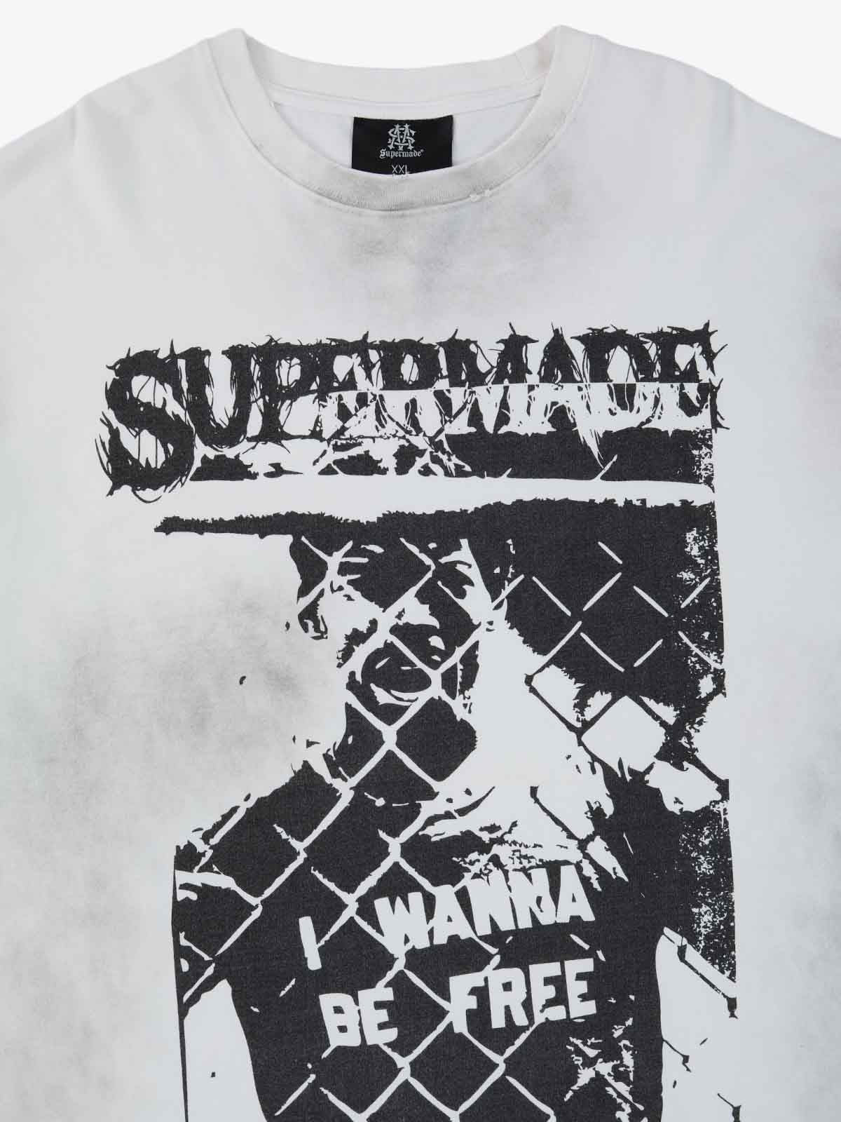 Supermade Distressed Cage Striped Long-Sleeve T-Shirt?