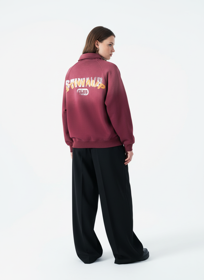 Gradient Print Lapel Long-sleeved Sweatshirt