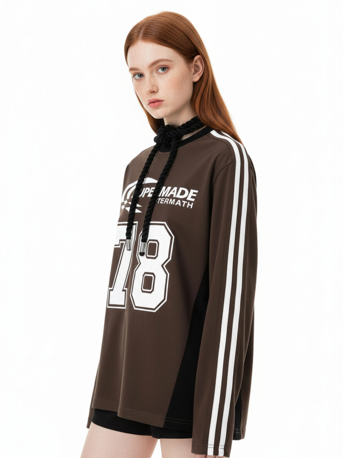 Jersey Digital Print Colorblock Long-Sleeved T-Shirt