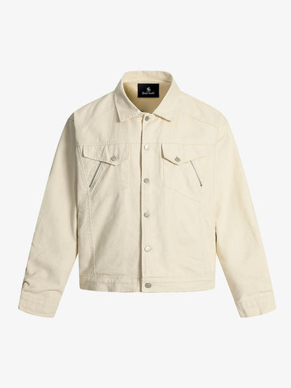 Panel Construction Button-Up Workwear Jacket