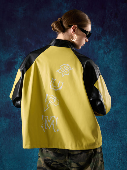 Original Contrast Color Leather Jacket