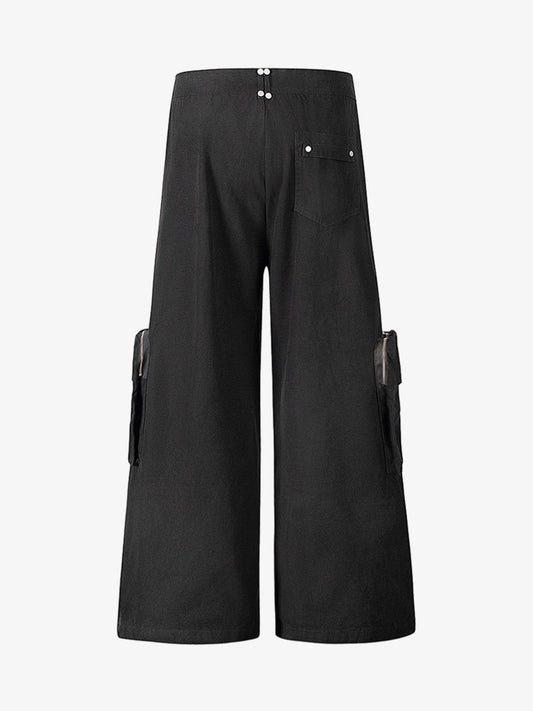 Street Metal Stud Zipper Multi-Pocket Workwear Casual Pants 