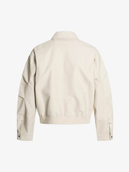 Pleated Back Sleeve Zip Up Jacket