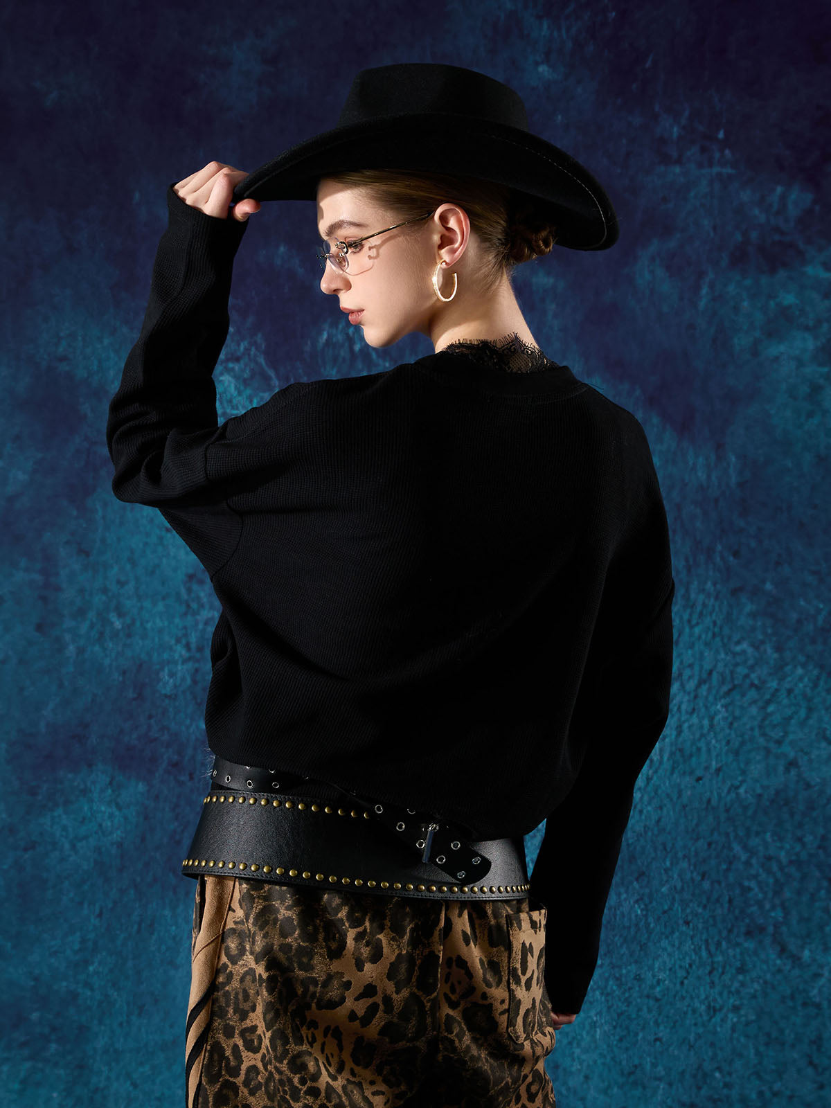 Cat Print Long-Sleeved T-Shirt