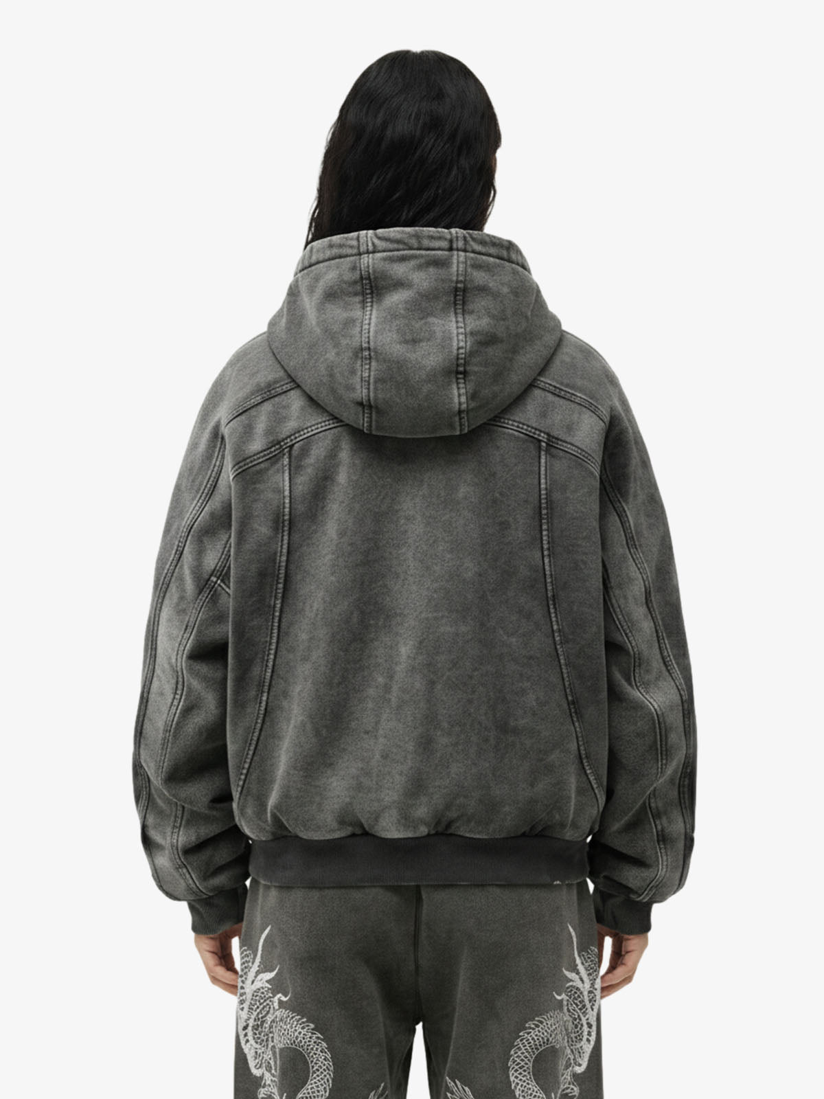 Fleece Retro Zipper Eye-Hood Design Hooded Jacket - 2489