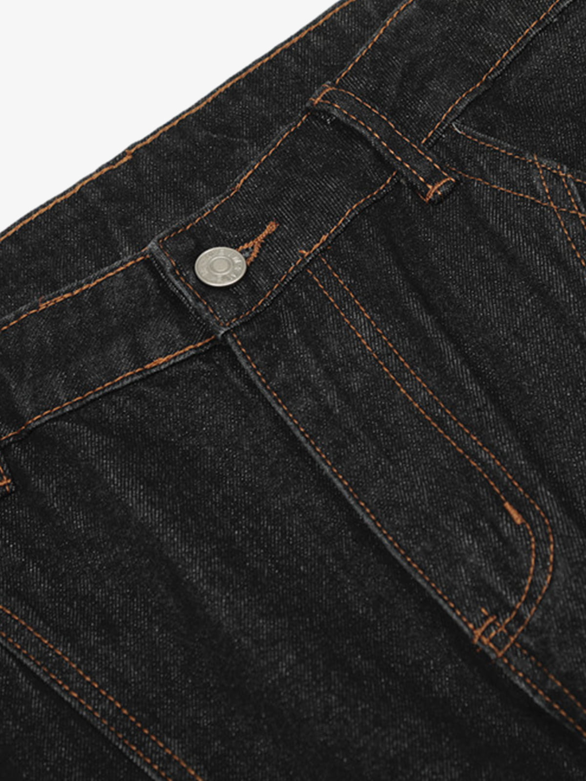 Wide-Leg Denim Trousers with Distressed Pockets and Functional Design 