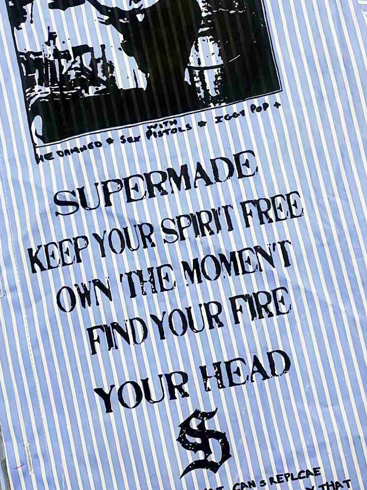 Vintage Illustration Striped Faux Two-Piece Shirt?