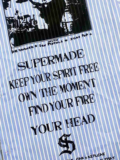 Vintage Illustration Striped Faux Two-Piece Shirt?