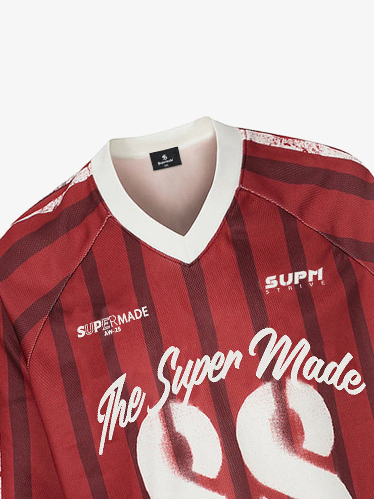 Retro Striped 88 Print Graphic Jersey Long-Sleeved T-Shirt 