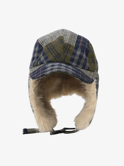 Winter Plaid Earflap Hat with Faux Fur Trim - Perfect for Cold Weather Protection 