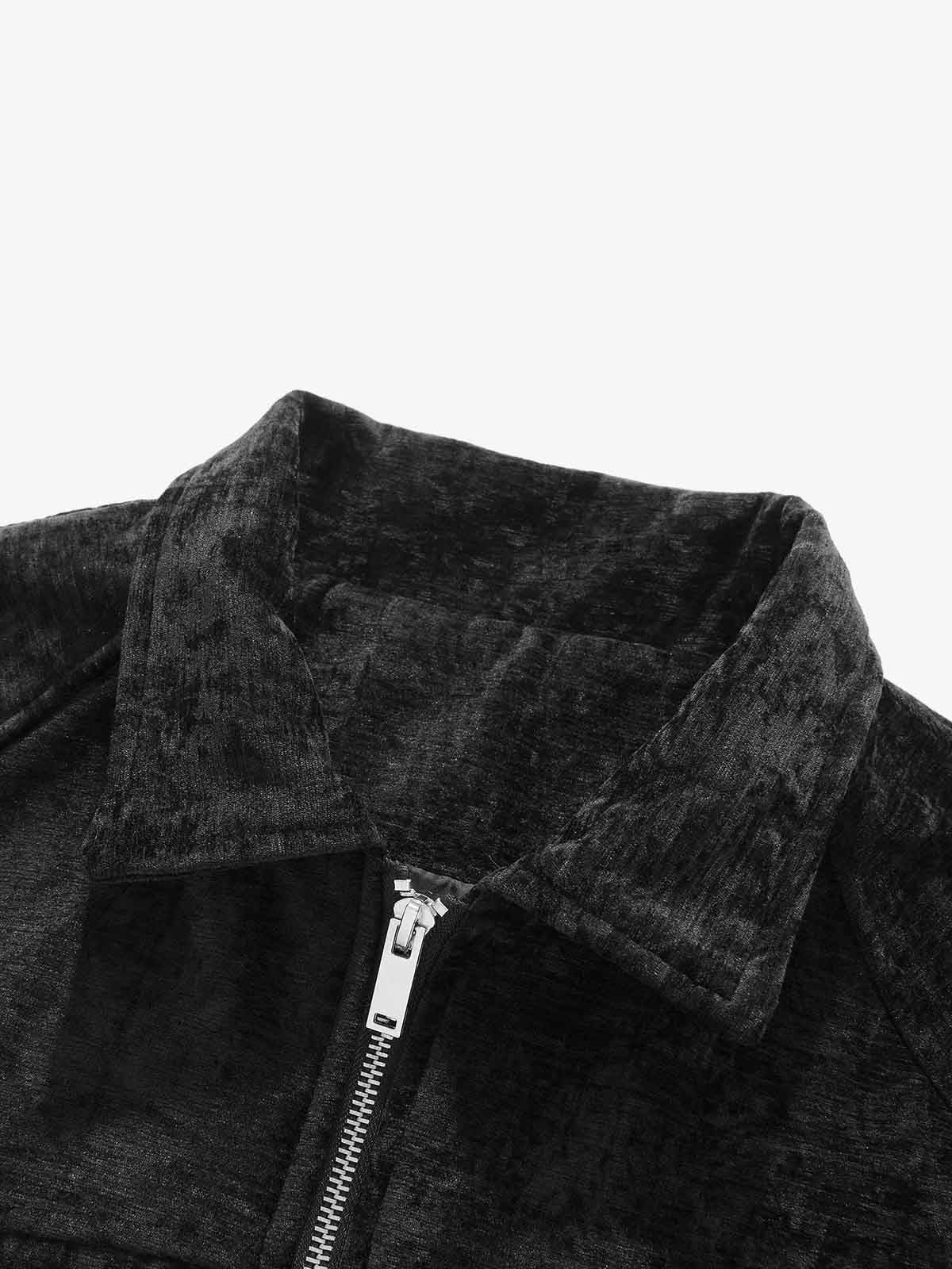 Stylish Velvet Bomber Jacket with Leather Collar for Men 