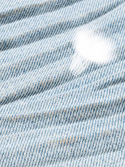 Cotton Denim Layered Ripped Shorts with Beige Underlayer for Men and Women, Fashionable Streetwear Style?