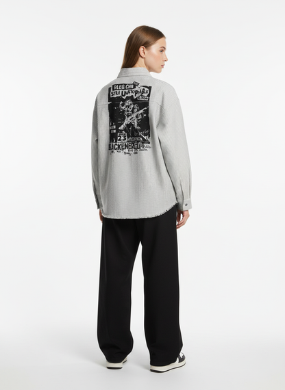 Street Dark Print Striped Long Sleeve Shirt