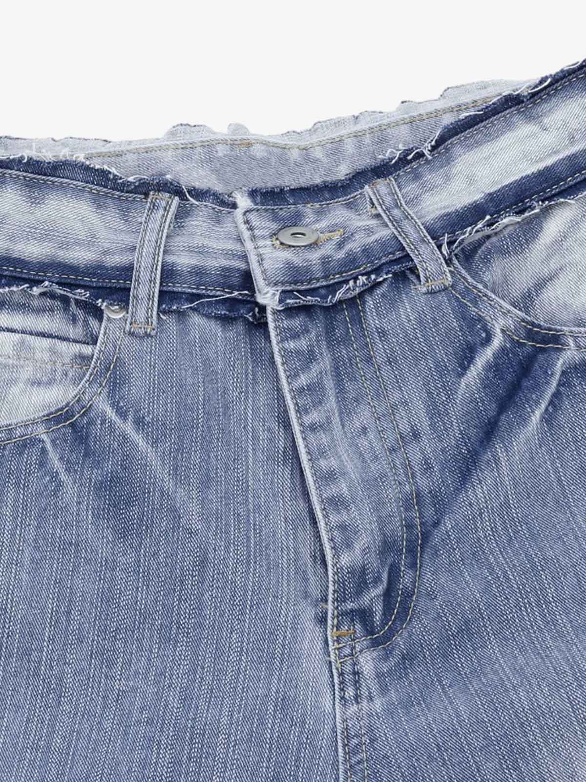 Vintage Washed Patchwork Distressed Scimitar Jeans 